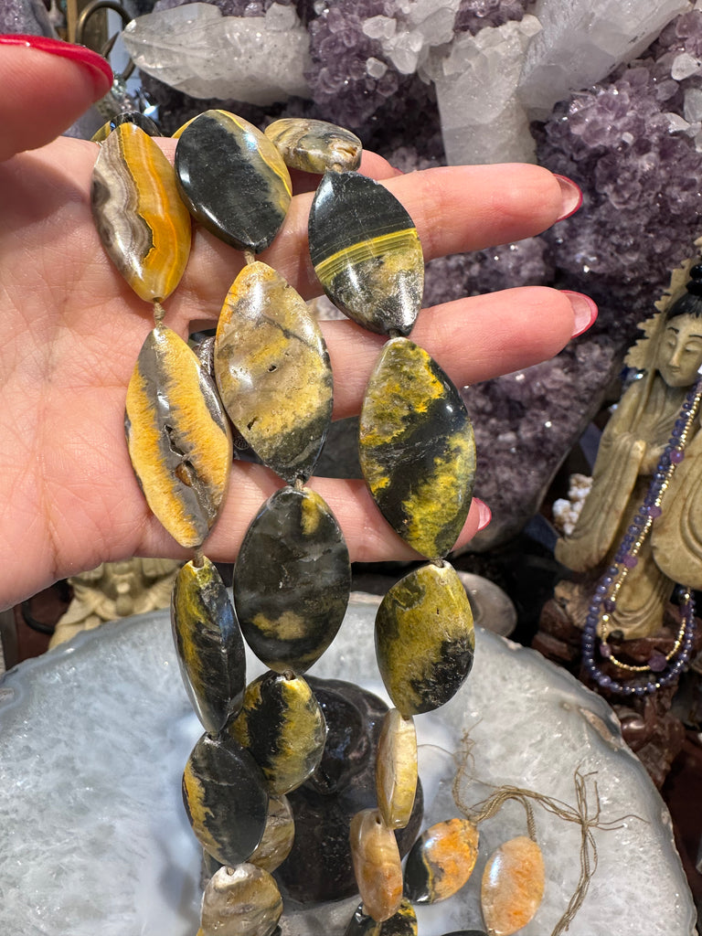 Bumblebee jasper marquis 32-35mm gemstone beads