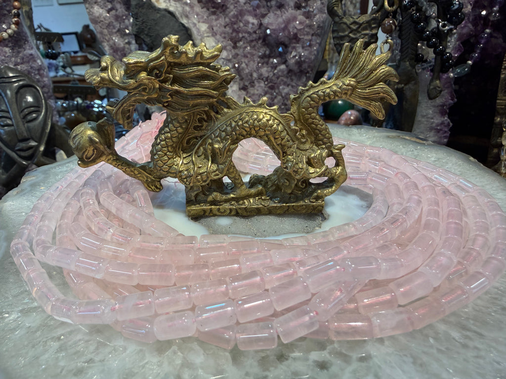 Rose quartz cylinder 11mm gemstone beads