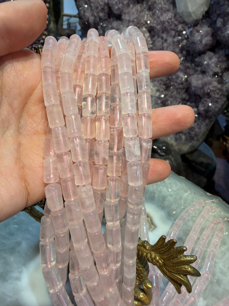 Rose quartz cylinder 11mm gemstone beads