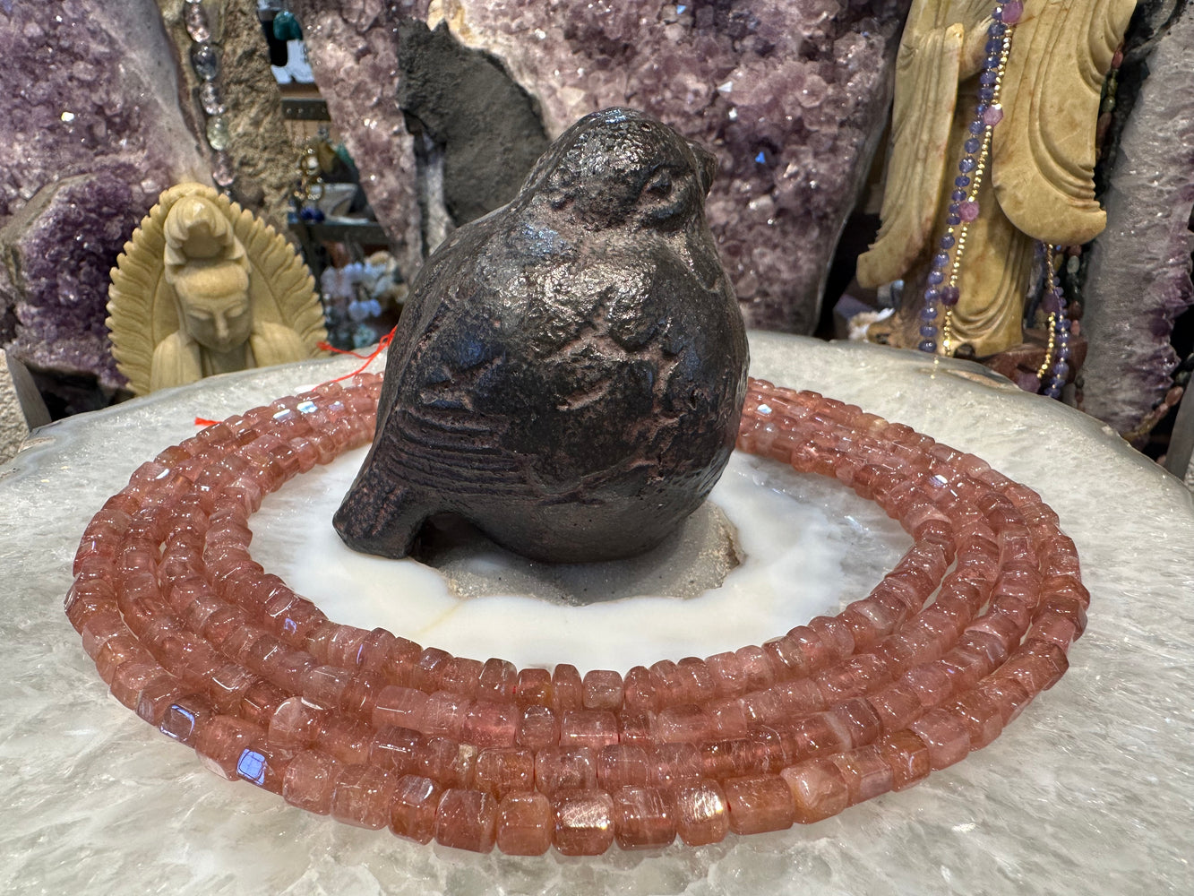 Pink Rubellite tourmaline step cut 4-6mm gemstone beads