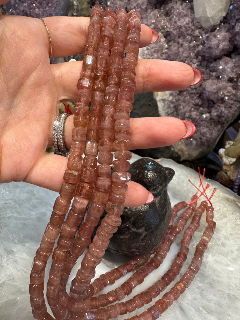 Pink Rubellite tourmaline step cut 4-6mm gemstone beads