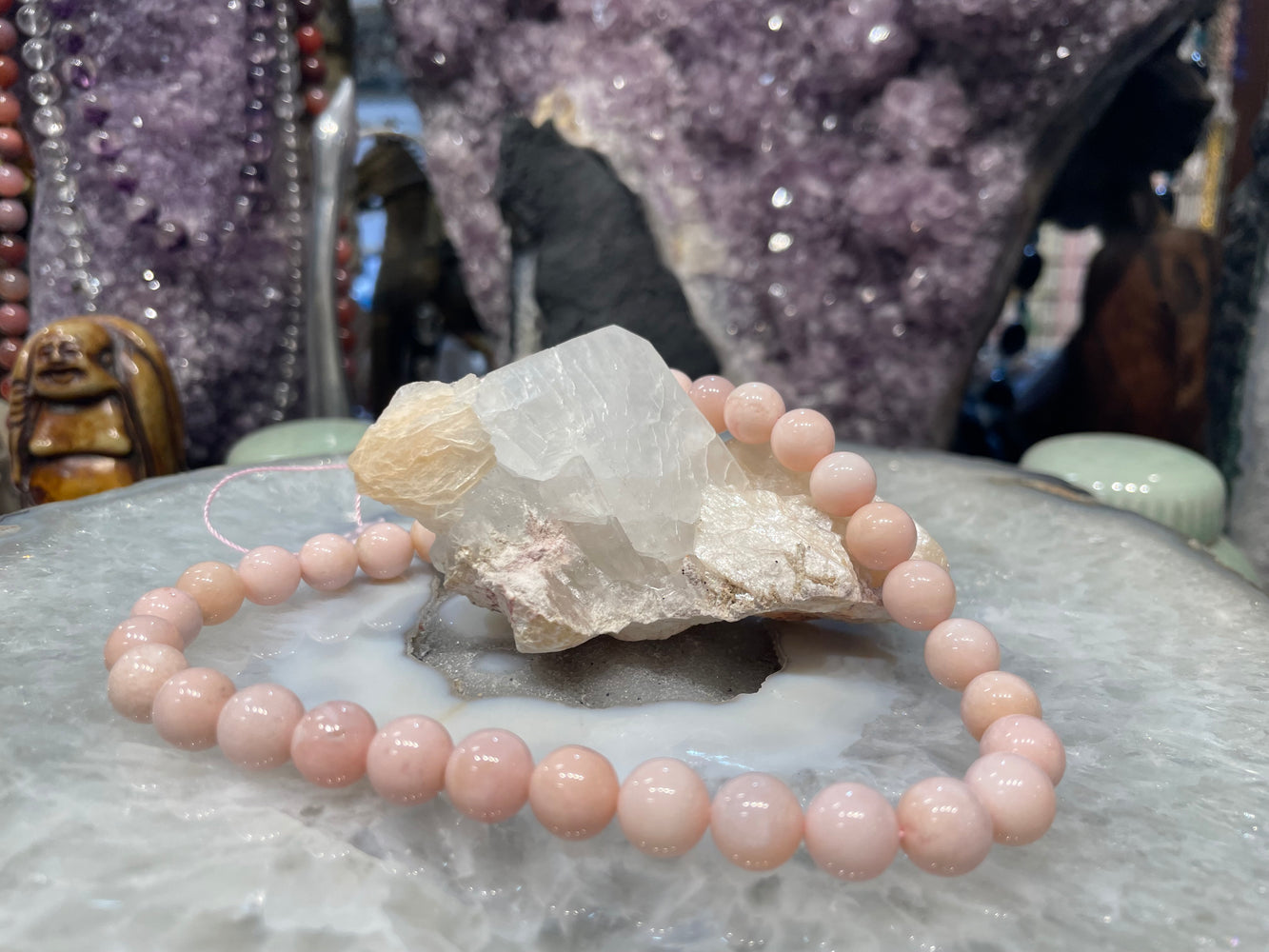 Beautiful Pink Peruvian opal 10mm gemstone Beads