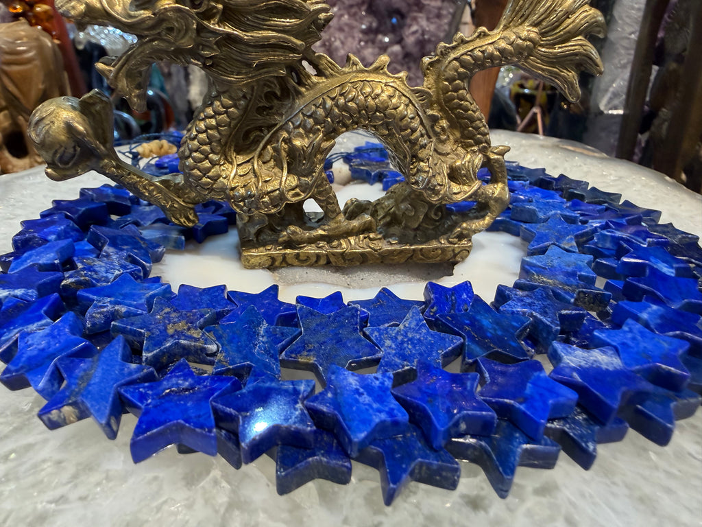 Lapis star carving 15mm gemstone
