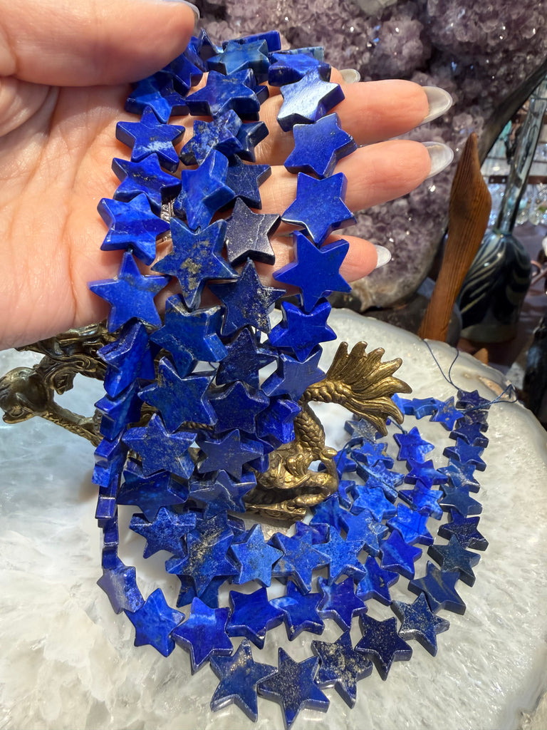 Lapis star carving 15mm gemstone