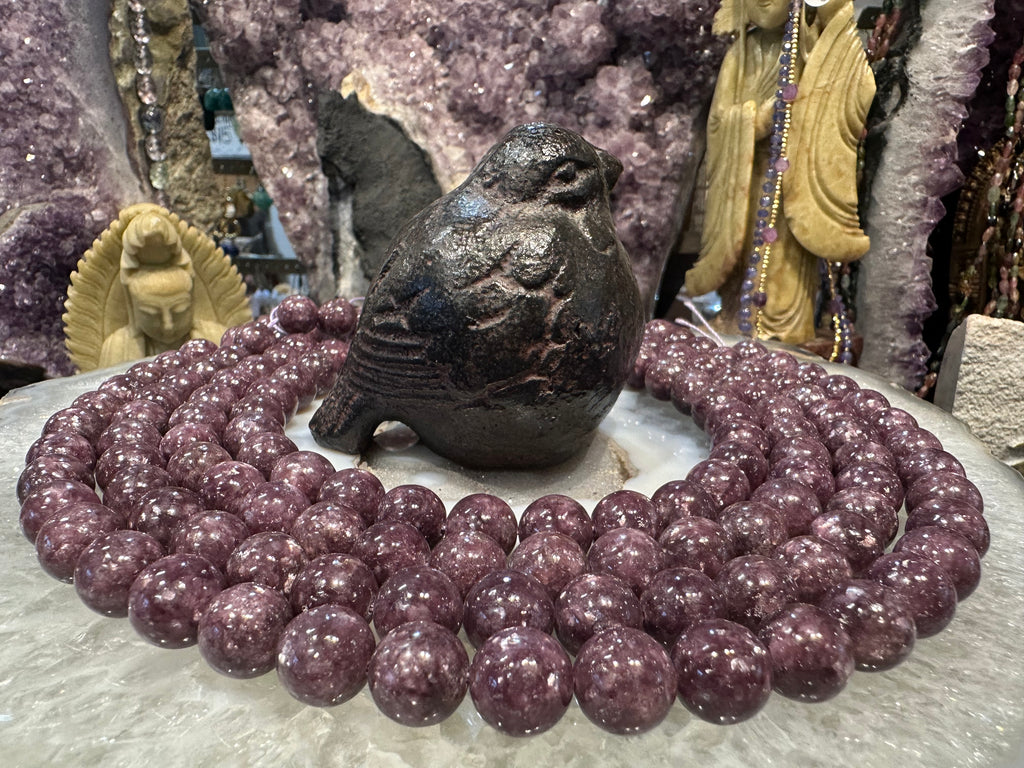 Lepidolite 12mm mica flash round gemstone beads