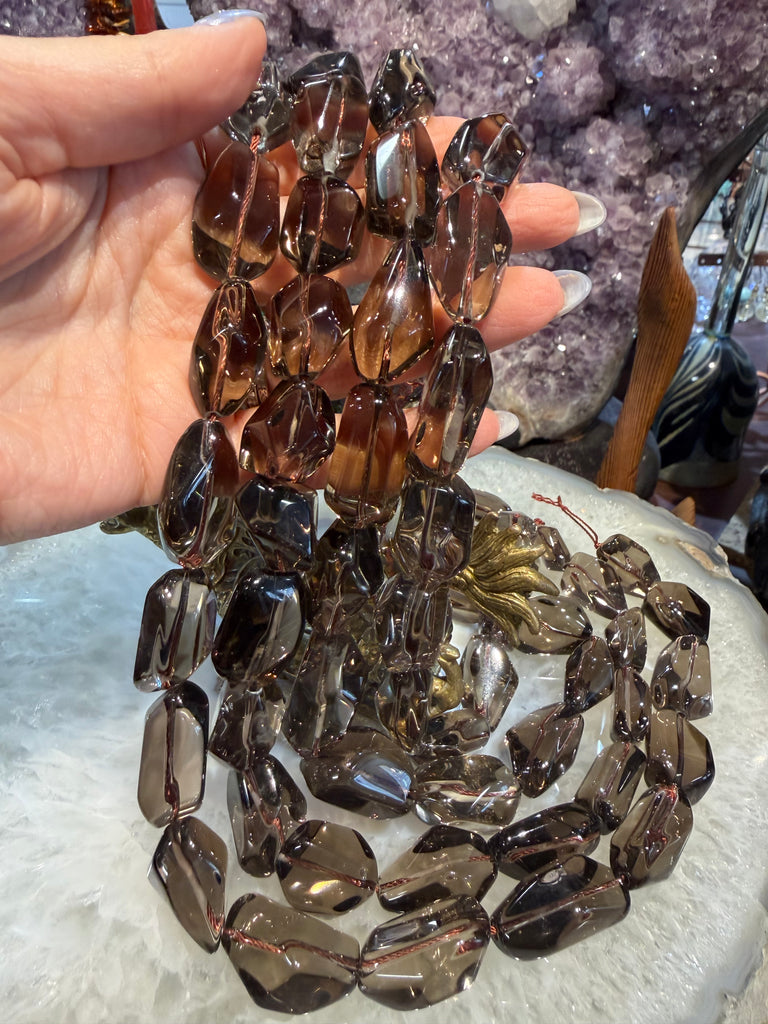 Smoky quartz chisel cut 25mm gemstones