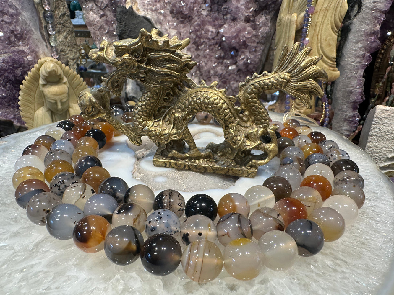 Montana moss agate 14mm gemstones beads