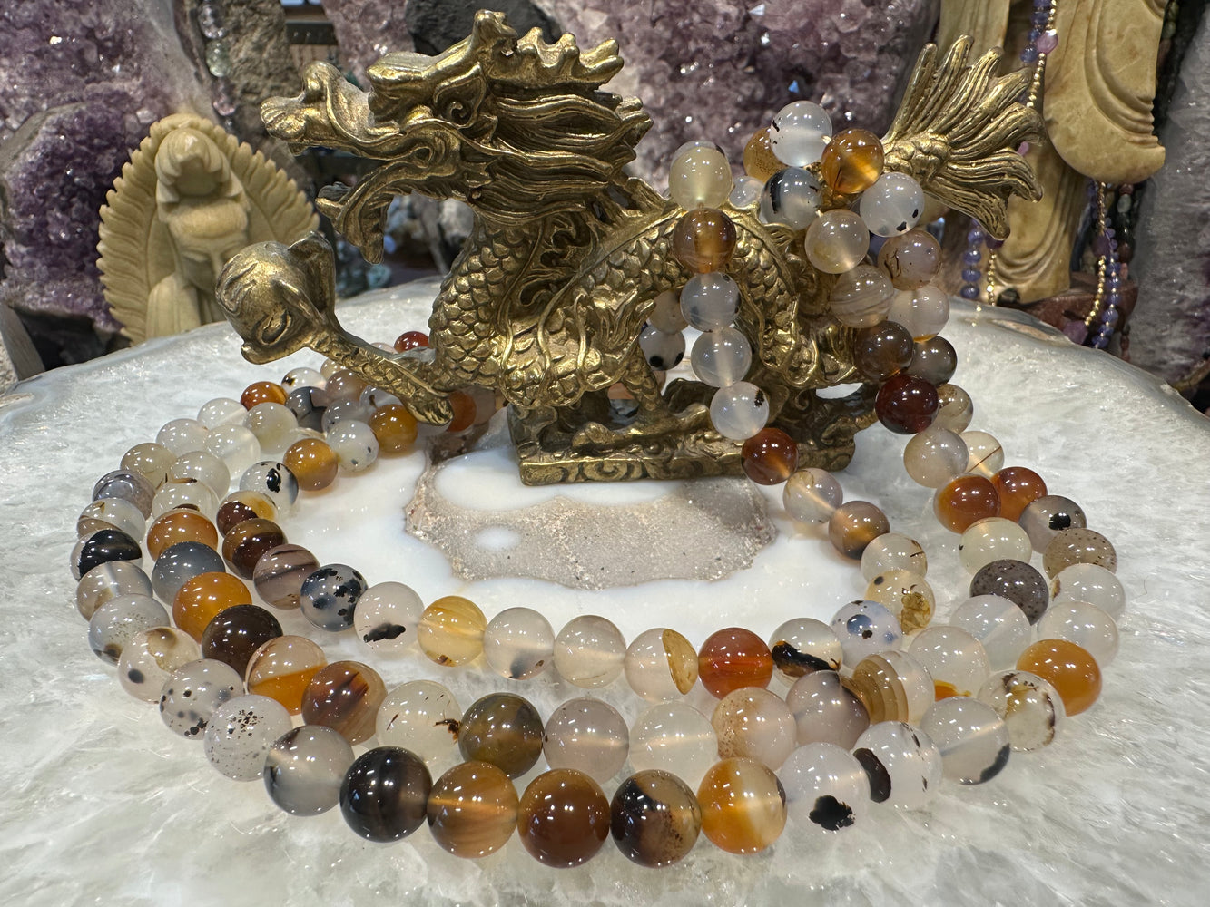 Montana moss agate 9mm gemstone beads