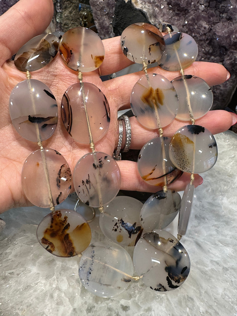 Montana moss agate flat gemstones beads