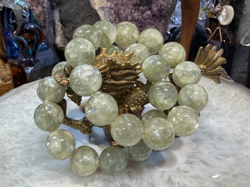 Superb Gem green lepidolite 17mm bracelet