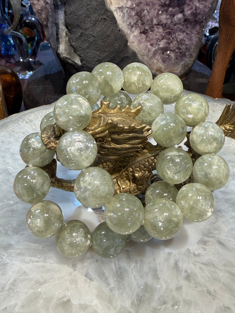 Superb Gem green lepidolite 17mm bracelet