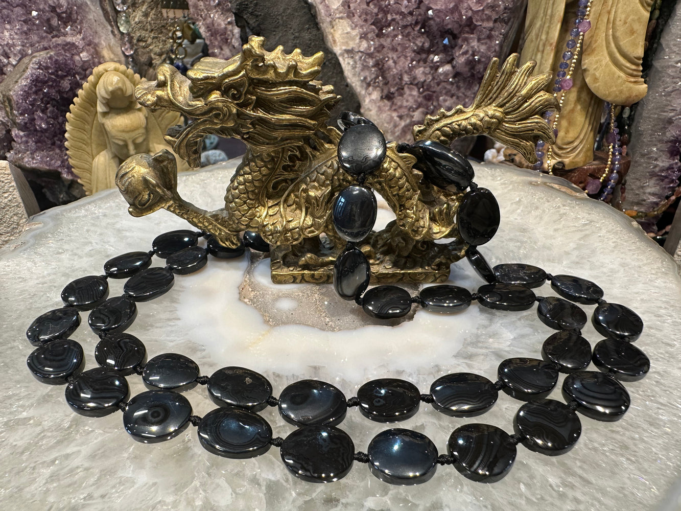 Rare psilomelane flat oval 14-16mm gemstone beads