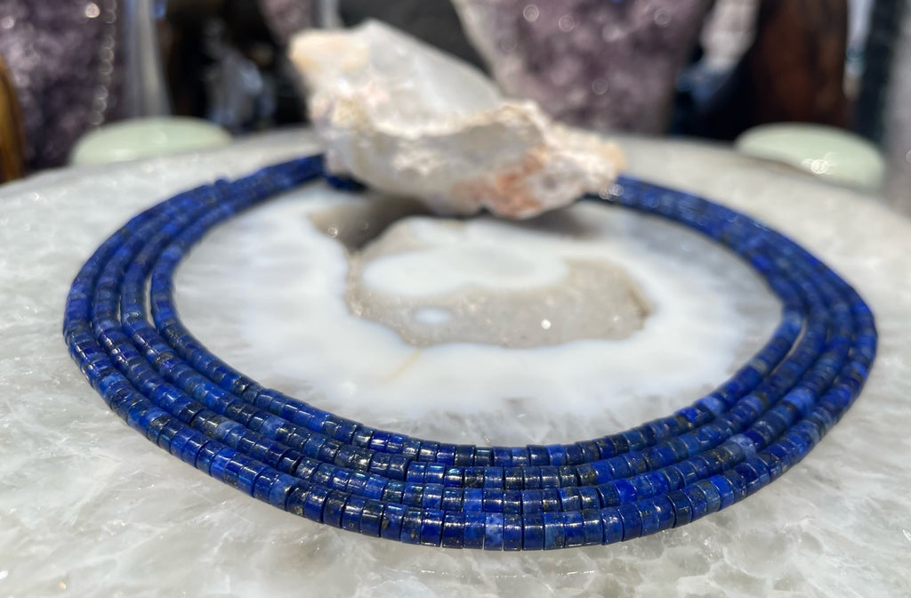 Lapis lazuli 4mm Heishi cut gemstones beads