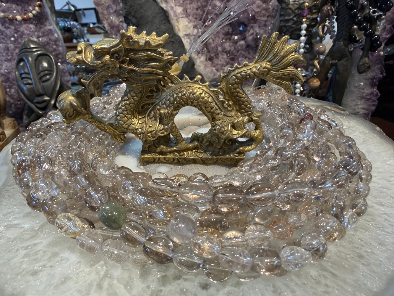 Rutile quartz 8-11mm tumble gemstone beads