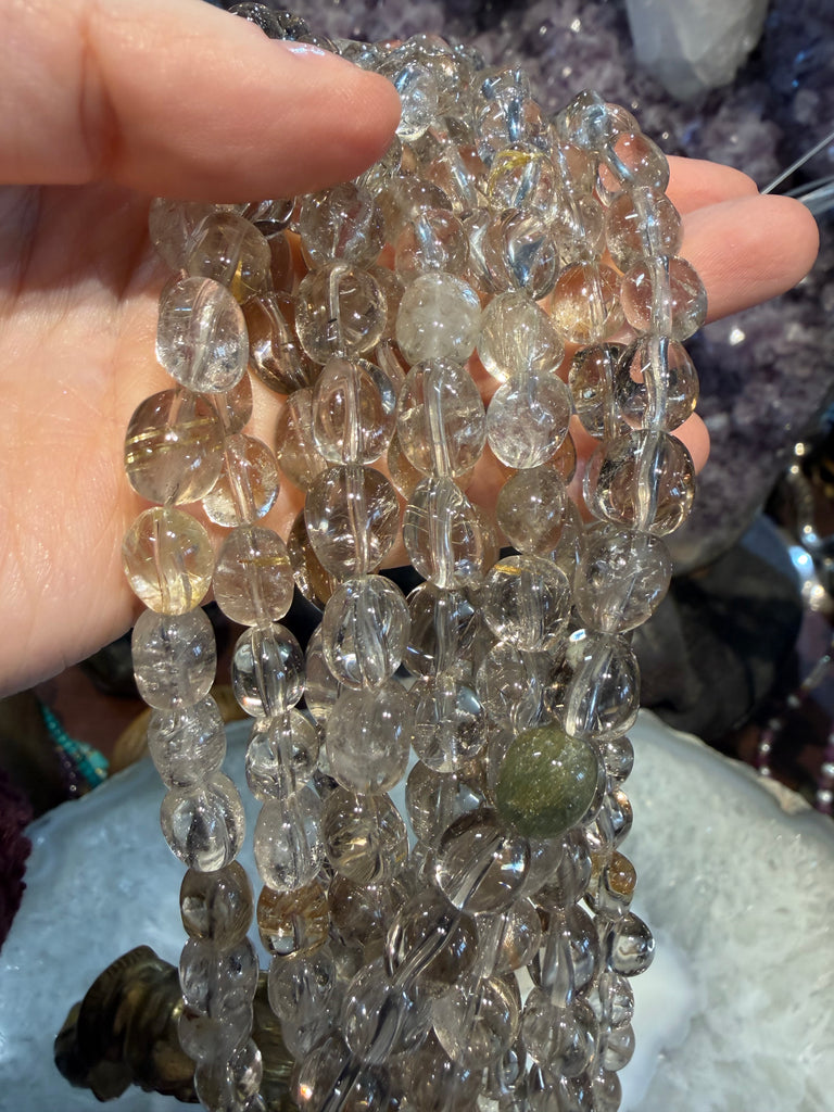 Rutile quartz 8-11mm tumble gemstone beads