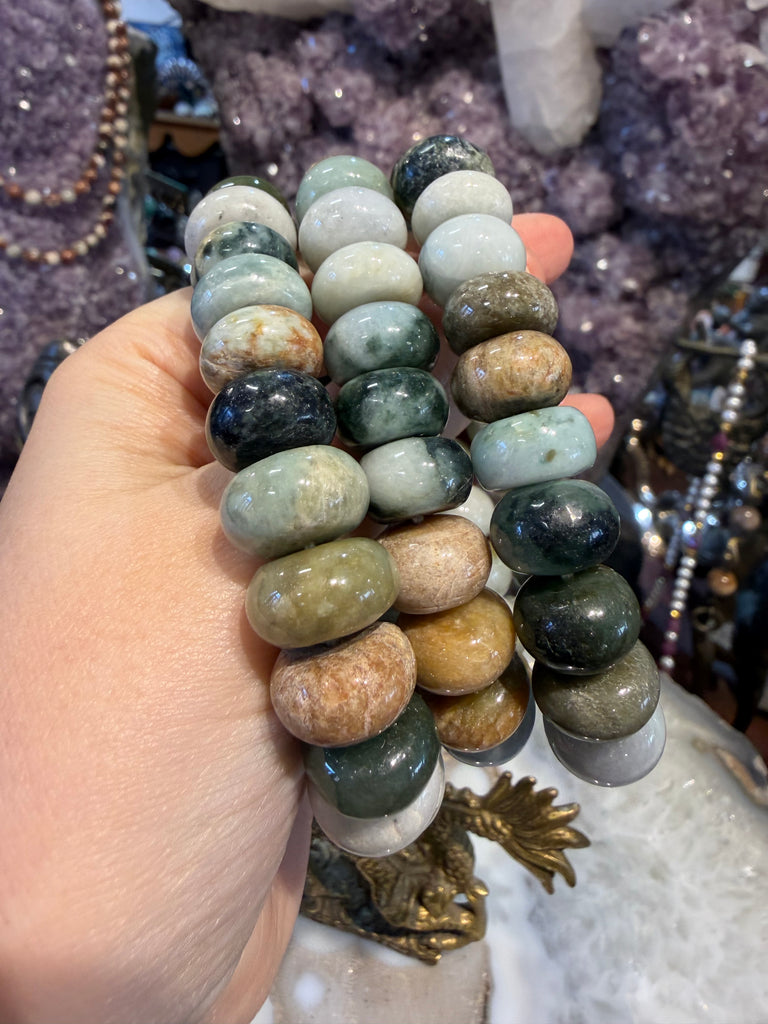 Jadeite jade 14-15mm rondelle bracelet