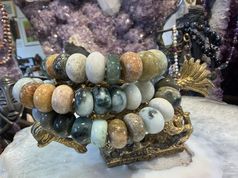 Jadeite jade 14-15mm rondelle bracelet