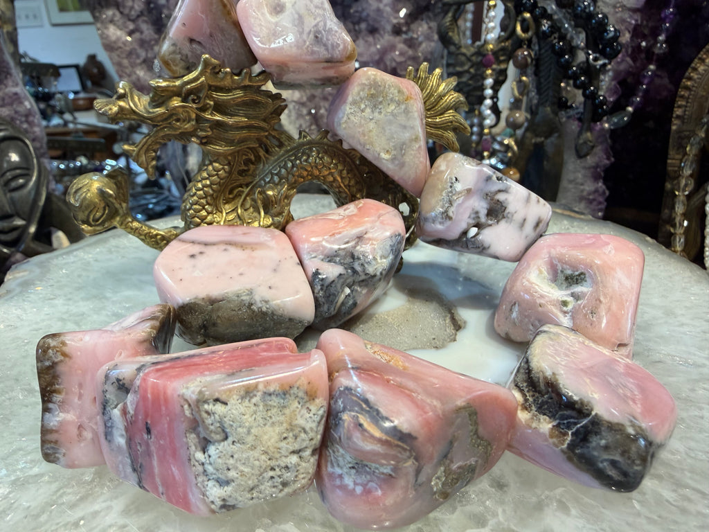 Gorgeous huge Pink Peruvian opal 25-40mm gemstone beads