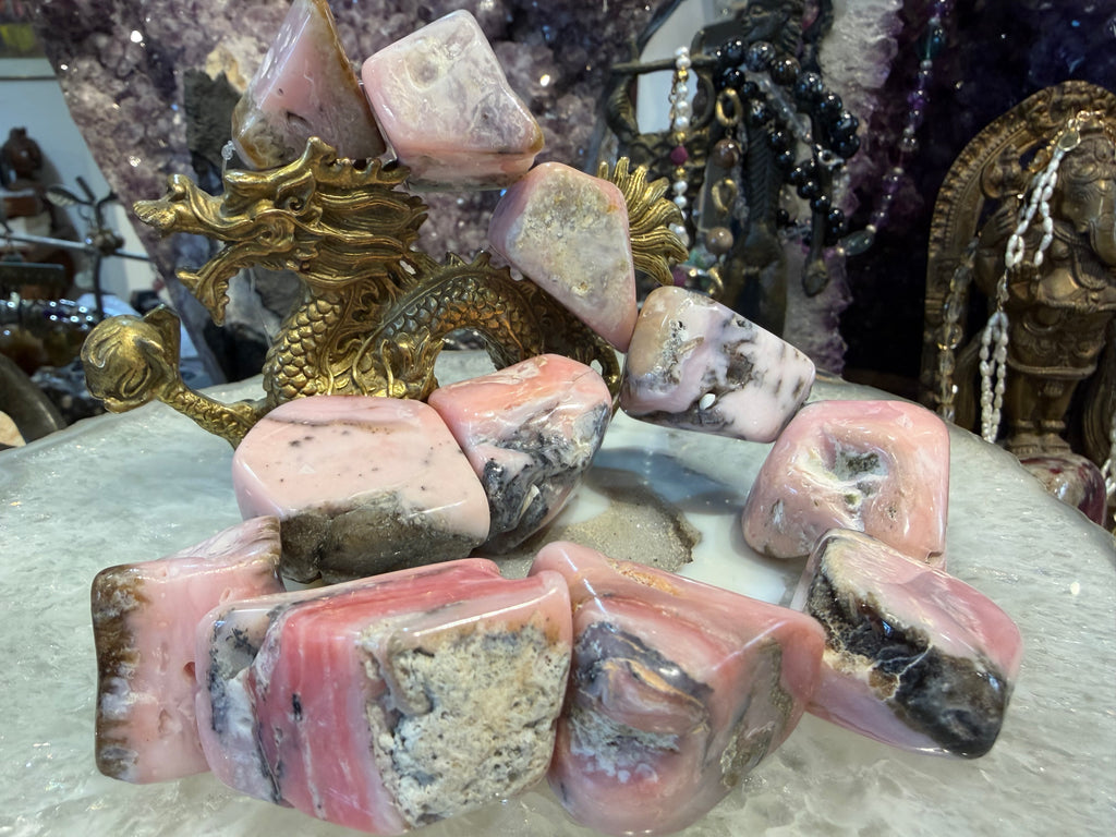 Gorgeous huge Pink Peruvian opal 25-40mm gemstone beads