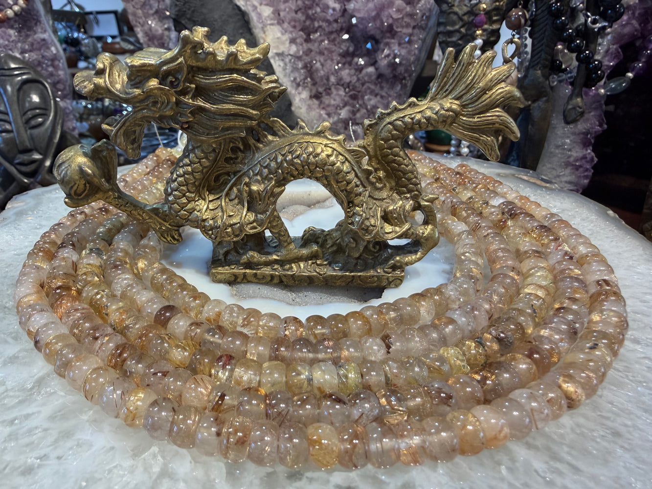 Superb Gold rutile 8mm smooth rondelle gemstone beads