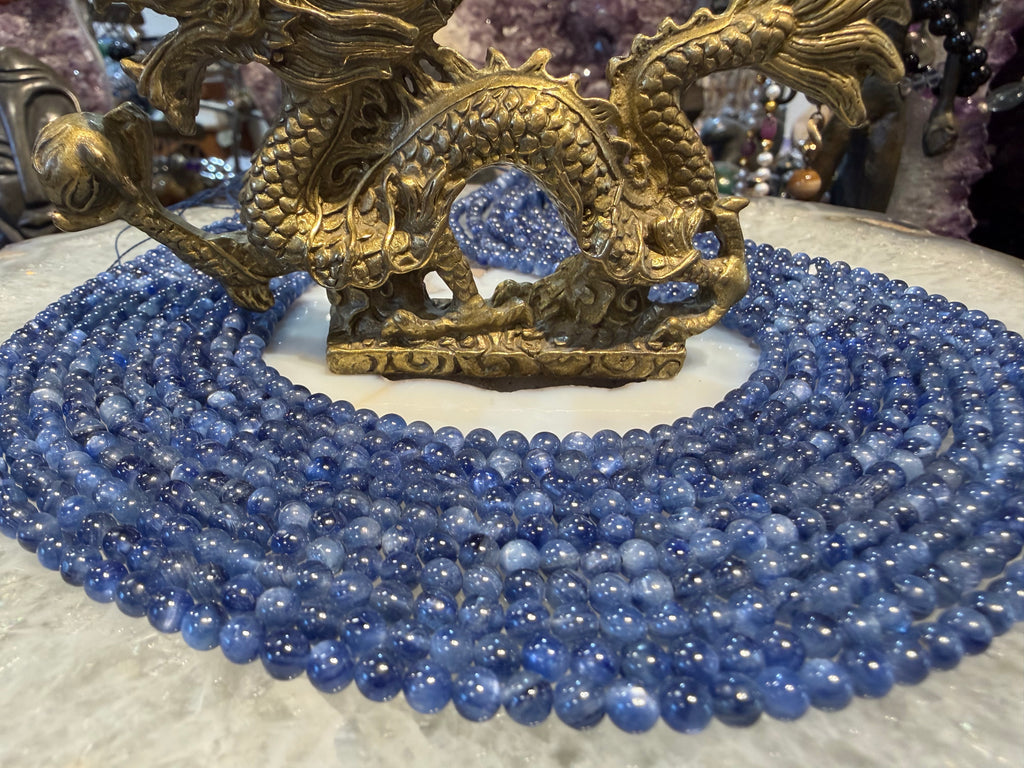 Kyanite deep 4mm chatoyant gemstone beads