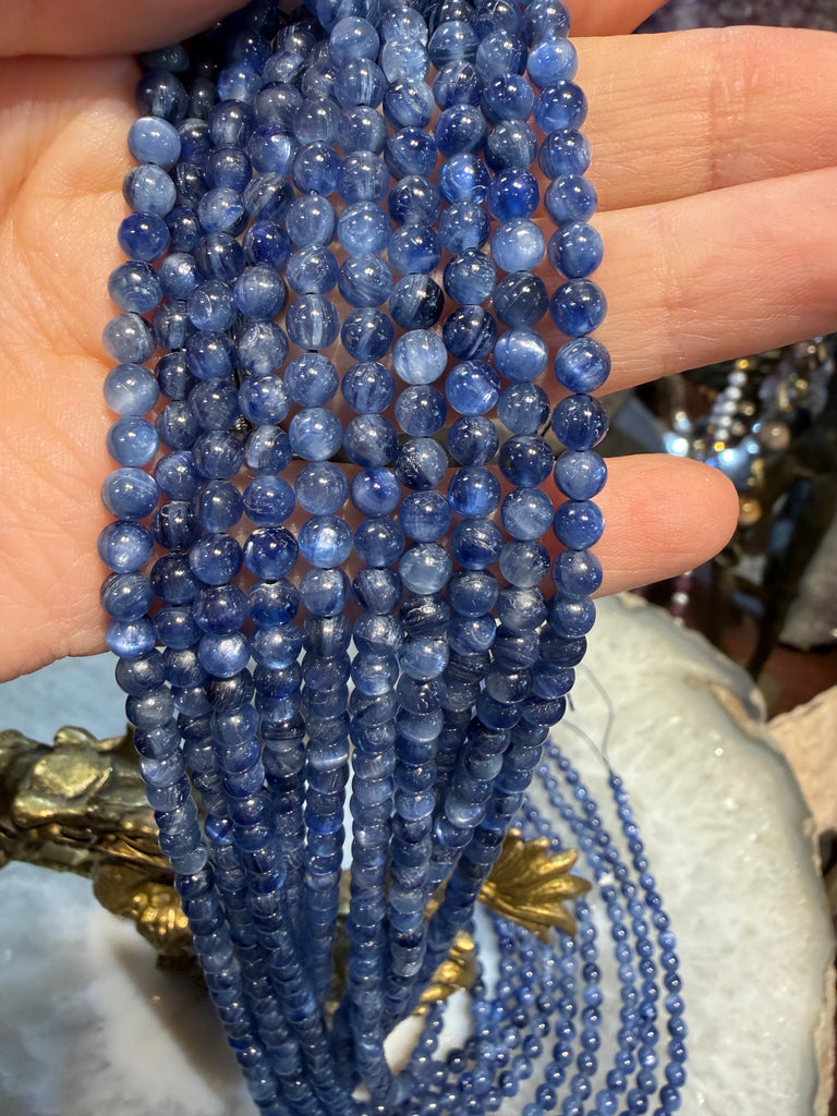 Kyanite deep 4mm chatoyant gemstone beads