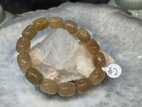 Rutile Quartz barrel 12x15mm gemstone bracelet #2