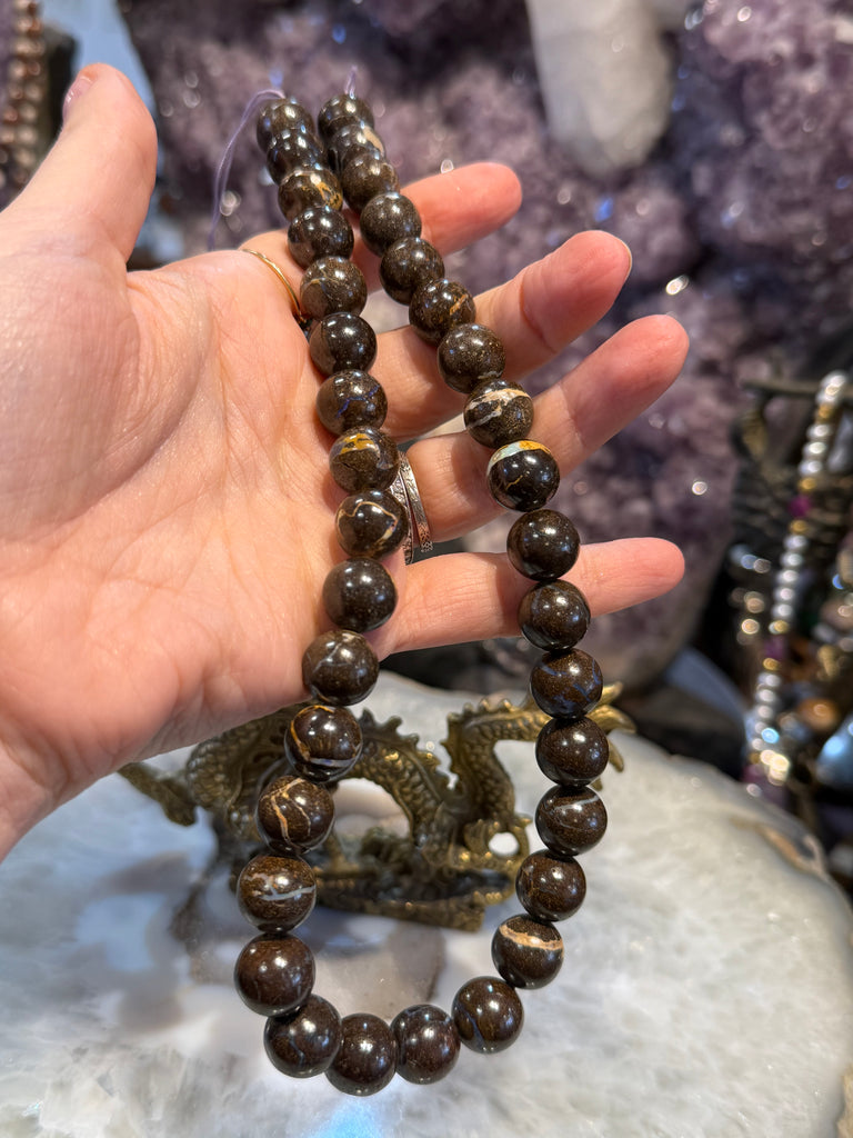 Superb Boulder opal 12mm gemstone beads