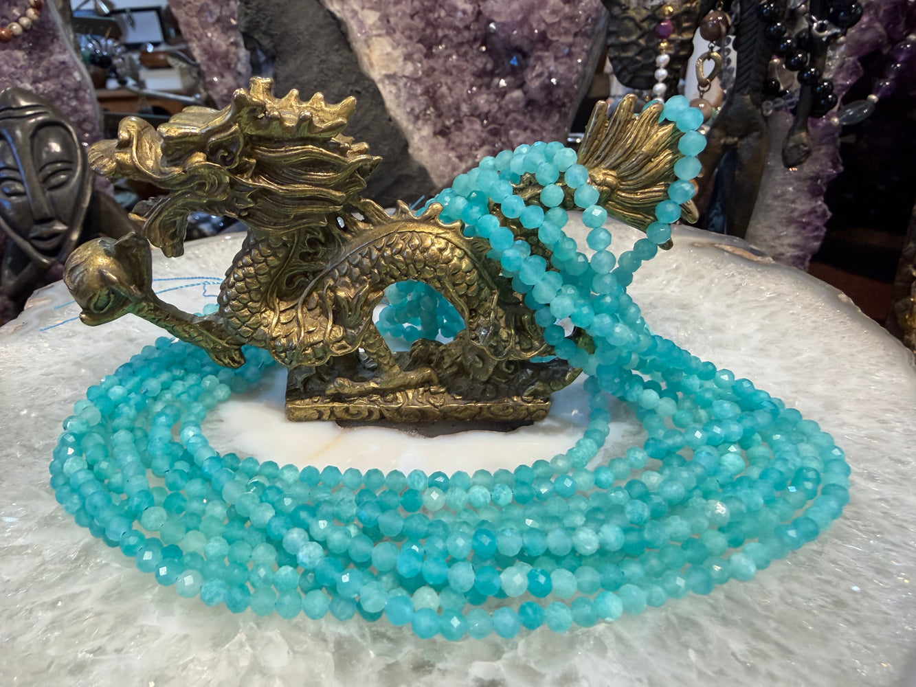 Aqua Blue Amazonite faceted 4mm gemstone beads