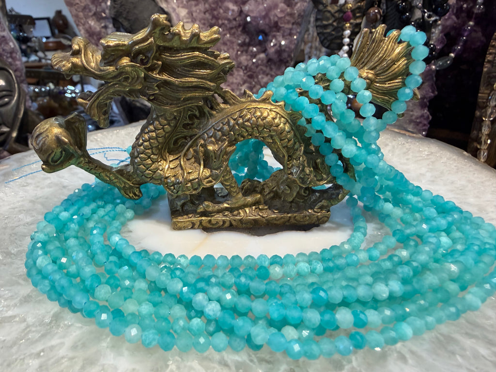 Aqua Blue Amazonite faceted 4mm gemstone beads