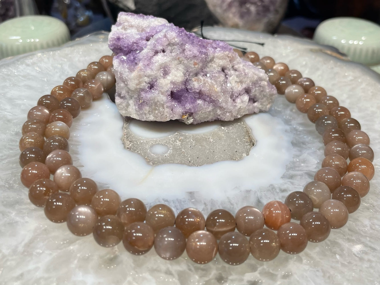 10mm Rare Peach Moonstone Sparkling Gemstone Beads