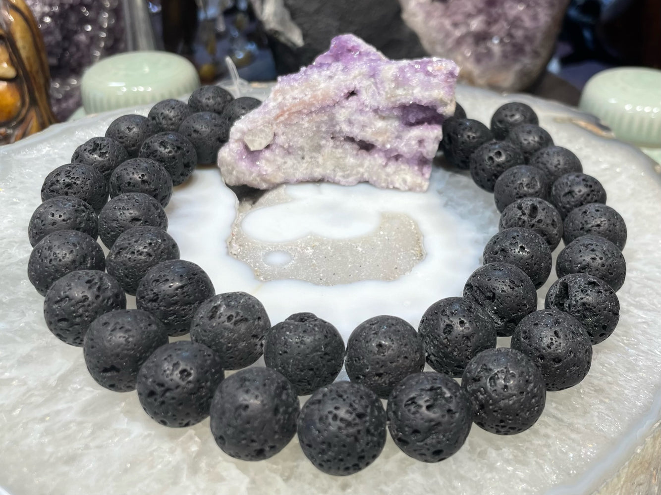 18mm Black Lava Stone Round Gemstone Beads