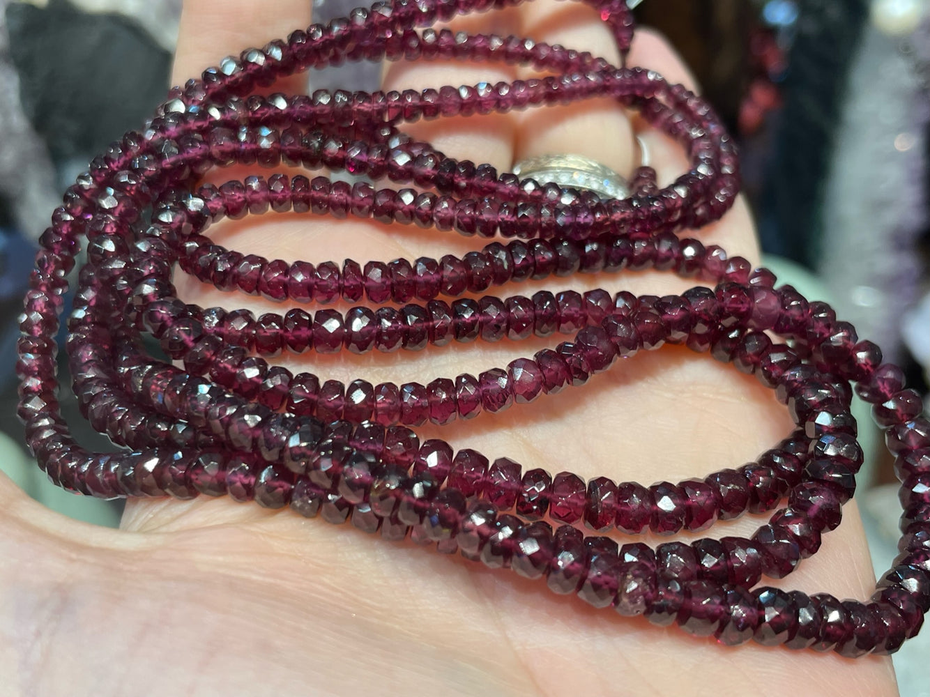 Stunning Natural Rhodolite Garnet Faceted Rondelles Beads