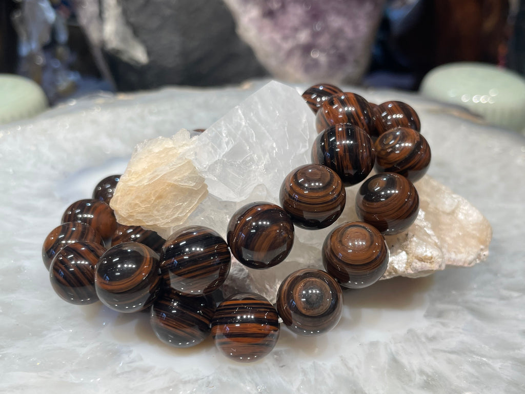 Mahogany obsidian 14mm round gemstone bracelet