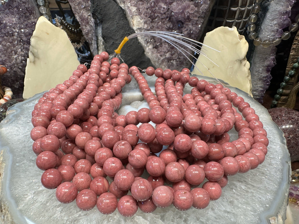 10mm Pink Rhodonite Round Gemstone Beads