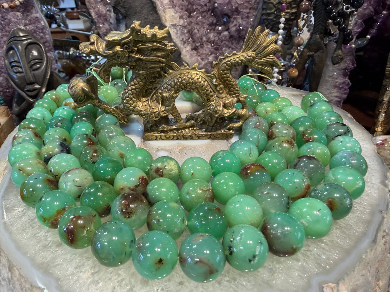 Gorgeous chrysoprase 16mm gemstones beads