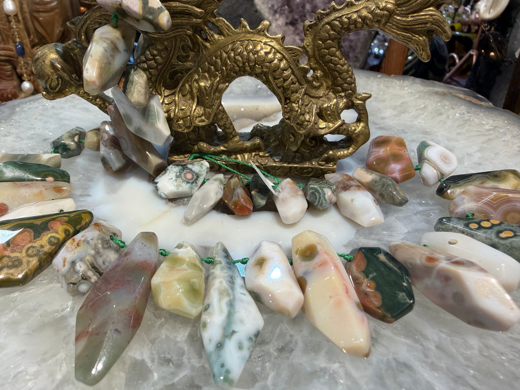 Rare ocean jasper cut top drilled gemstone