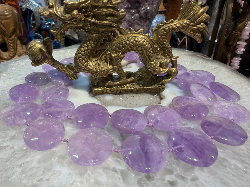 Lavender amethsyt coin 20mm gemstone