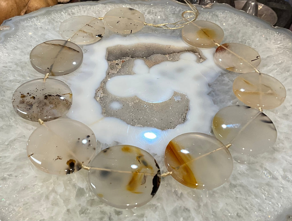 Montana moss agate large flat coin gemstones beads ( 32mm-37mm) #3