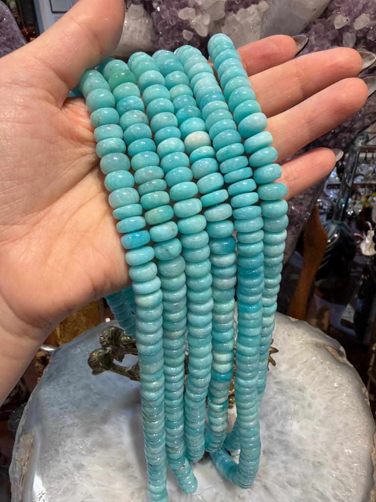 Amazonite smooth rondelle 10mm gemstone