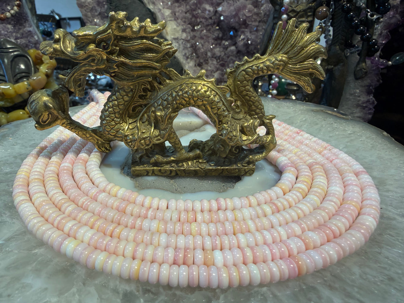 Queen pink conch 6mm smooth rondelle beads
