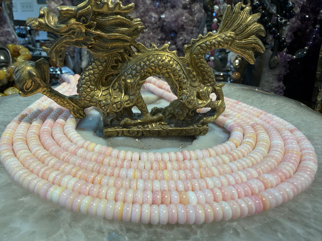 Queen pink conch 6mm smooth rondelle beads