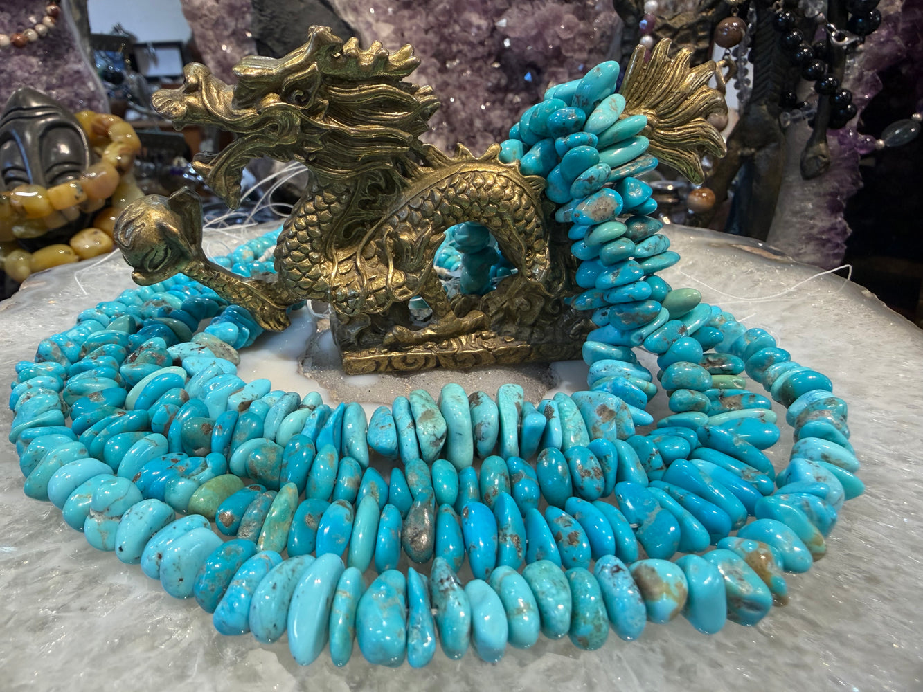 Superb Campitos turquoise 7-15mm gemstone beads