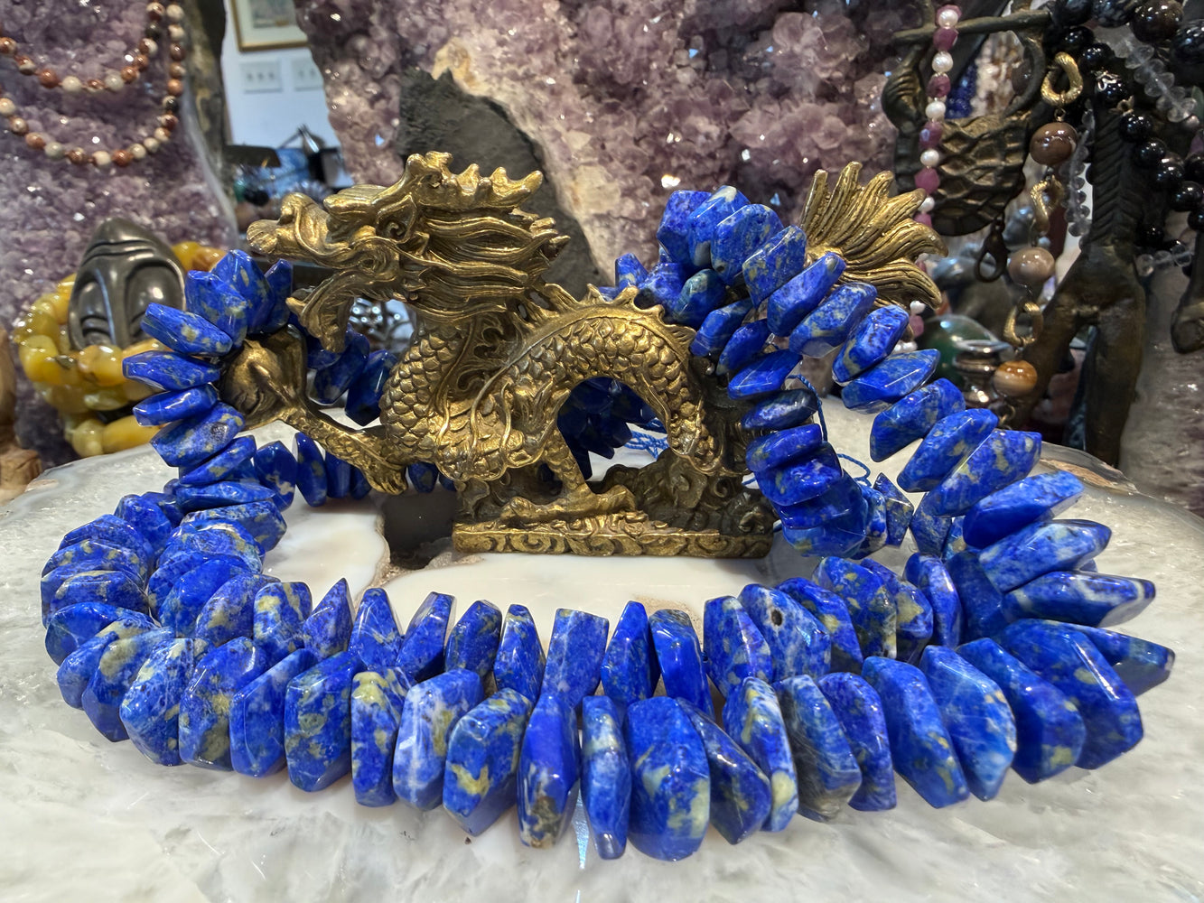 Lapis chiseled 11-15mm graduated gemstones beads