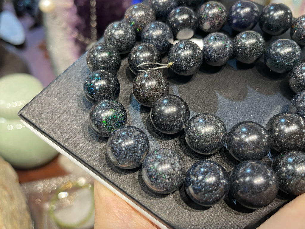 12mm Natural Black Fire Opal Round Gemstone Beads #2