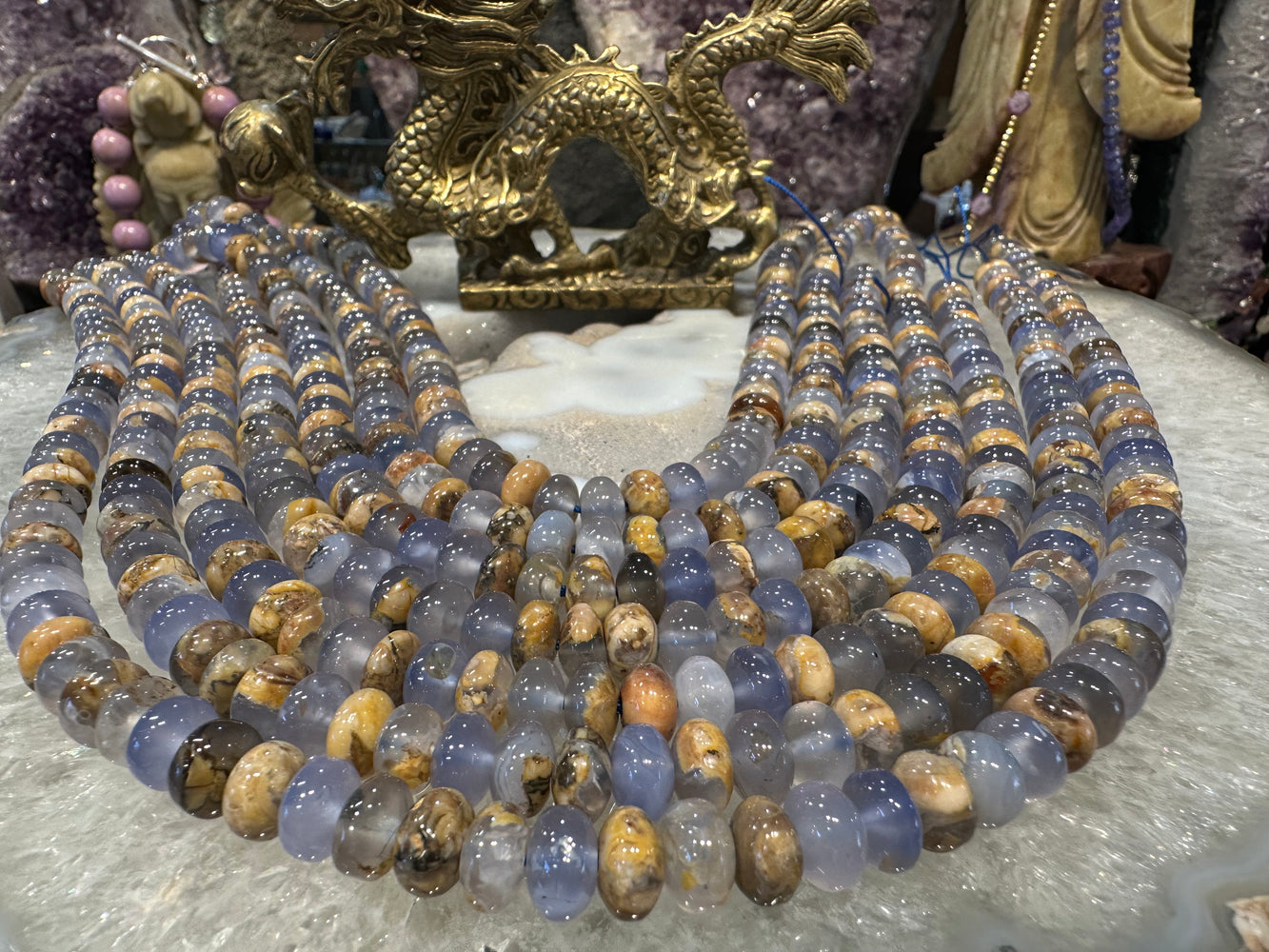 Blue chalcedony 8mm smooth rondelle gemstone