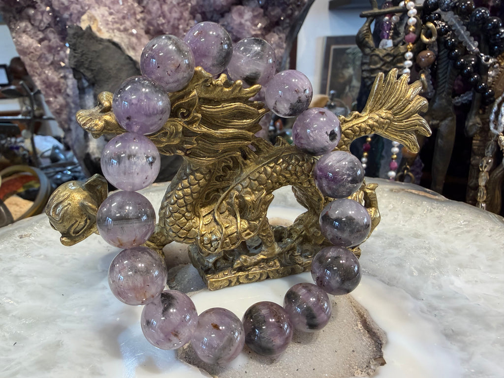 Auralite with cacoxenite 13mm gemstone bracelet #1