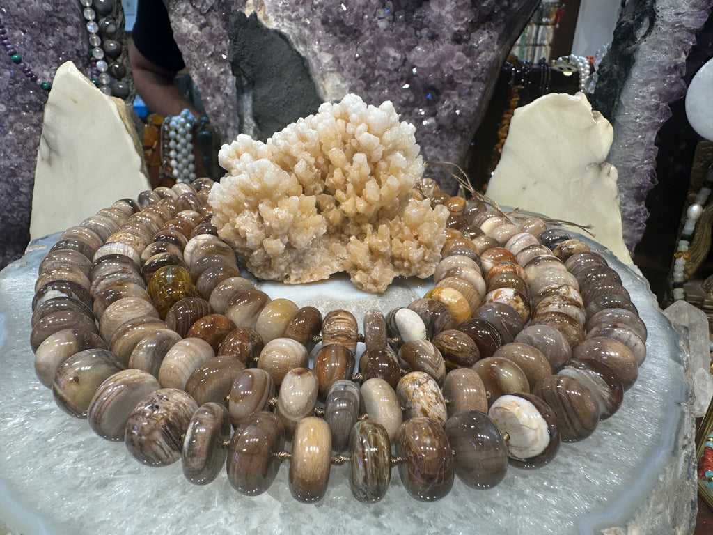 Wood fossil rondelle 14-16mm gemstones beads