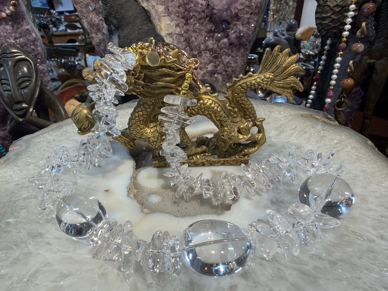 Beautiful quartz ice nugget gemstone necklace