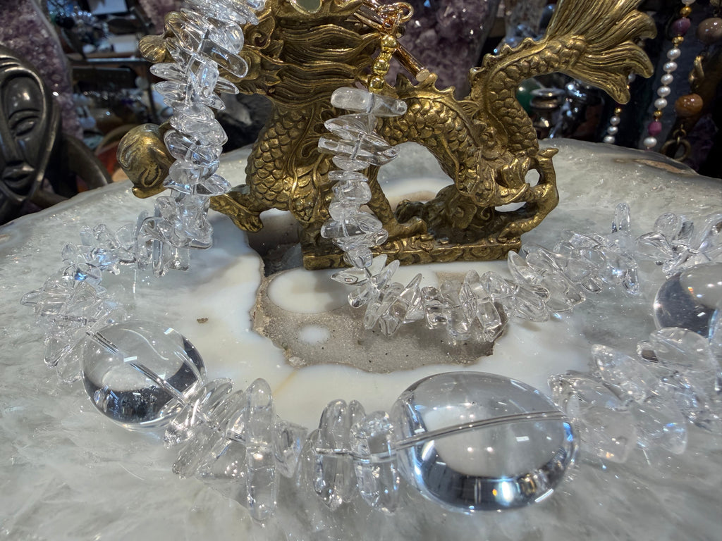 Beautiful quartz ice nugget gemstone necklace